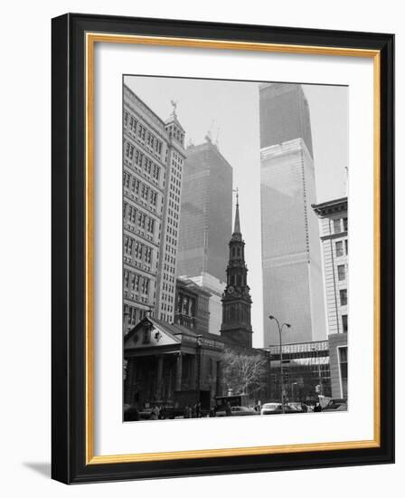 World Trade Center Twin Towers Construction, New York City, New York, c.1971-null-Framed Photographic Print