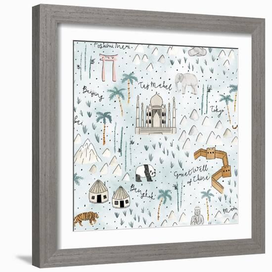 World Traveler Pattern IX-Laura Marshall-Framed Art Print