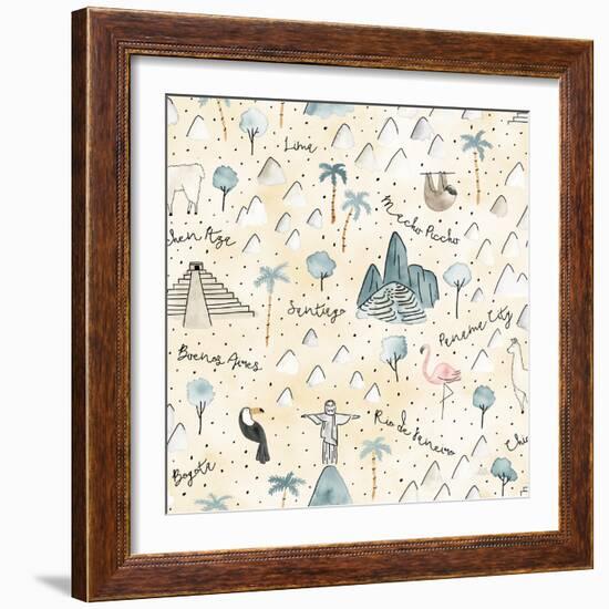 World Traveler Pattern V-Laura Marshall-Framed Art Print