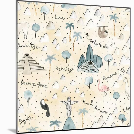 World Traveler Pattern V-Laura Marshall-Mounted Art Print