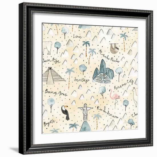 World Traveler Pattern V-Laura Marshall-Framed Art Print