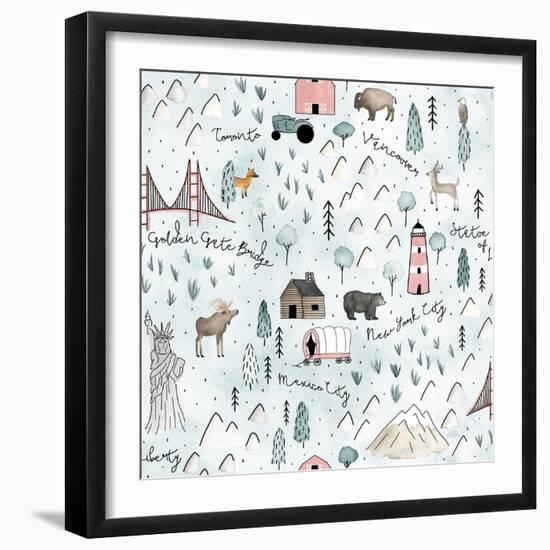 World Traveler Pattern VI-Laura Marshall-Framed Art Print