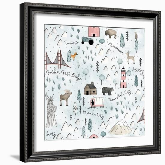 World Traveler Pattern VI-Laura Marshall-Framed Art Print