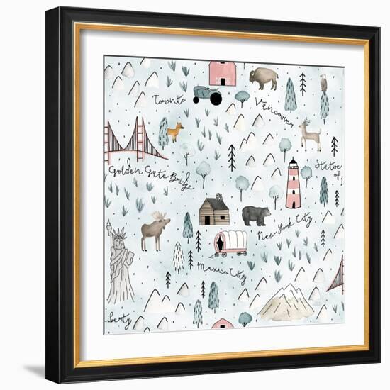 World Traveler Pattern VI-Laura Marshall-Framed Art Print