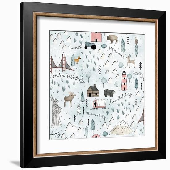 World Traveler Pattern VI-Laura Marshall-Framed Art Print