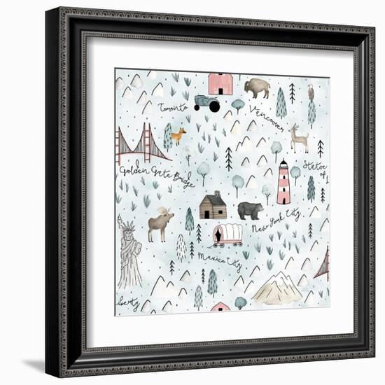 World Traveler Pattern VI-Laura Marshall-Framed Art Print