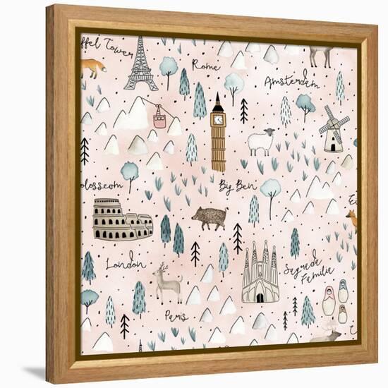 World Traveler Pattern VII-Laura Marshall-Framed Stretched Canvas