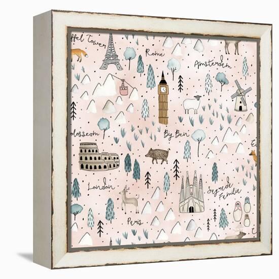 World Traveler Pattern VII-Laura Marshall-Framed Stretched Canvas