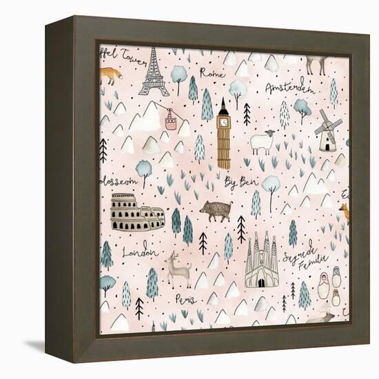 World Traveler Pattern VII-Laura Marshall-Framed Stretched Canvas