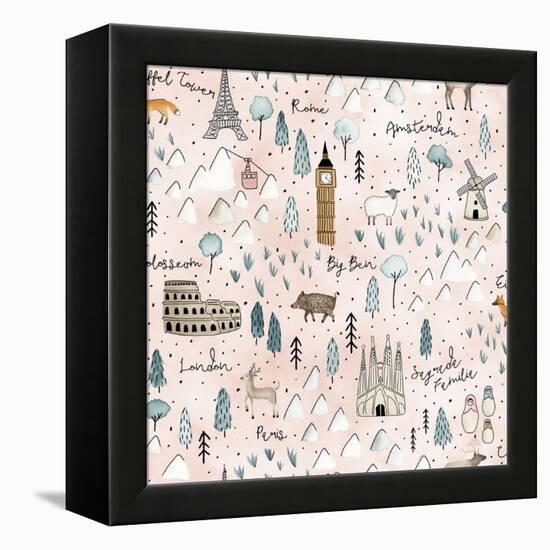 World Traveler Pattern VII-Laura Marshall-Framed Stretched Canvas