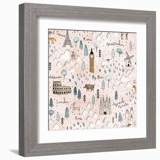 World Traveler Pattern VII-Laura Marshall-Framed Art Print