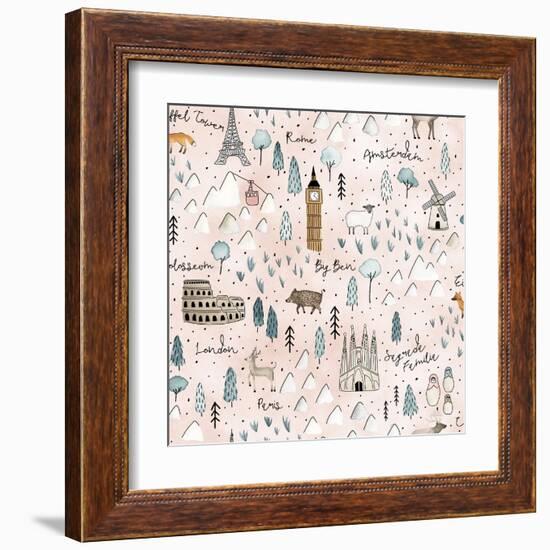 World Traveler Pattern VII-Laura Marshall-Framed Art Print