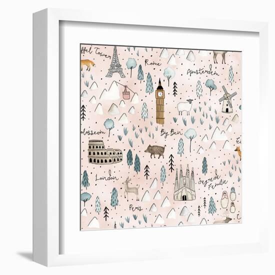 World Traveler Pattern VII-Laura Marshall-Framed Art Print