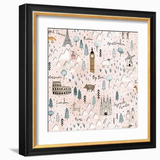 World Traveler Pattern VII-Laura Marshall-Framed Art Print