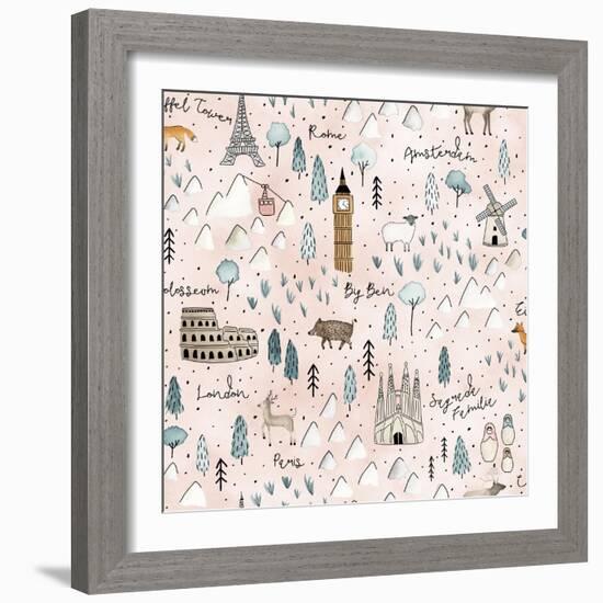 World Traveler Pattern VII-Laura Marshall-Framed Art Print