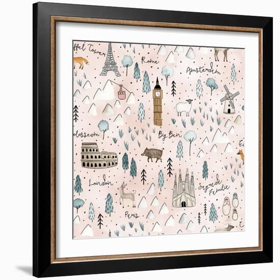 World Traveler Pattern VII-Laura Marshall-Framed Art Print