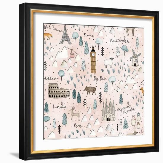 World Traveler Pattern VII-Laura Marshall-Framed Art Print