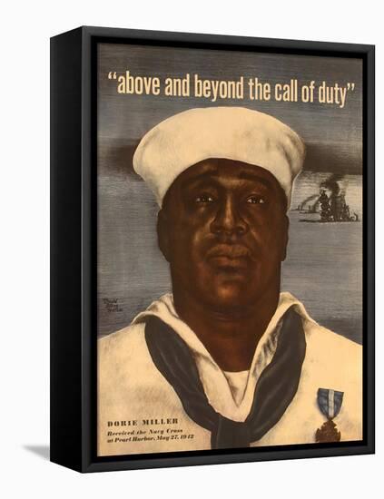 World War 2 Poster with a Portrait of Doris 'Dorie' Miller-null-Framed Stretched Canvas