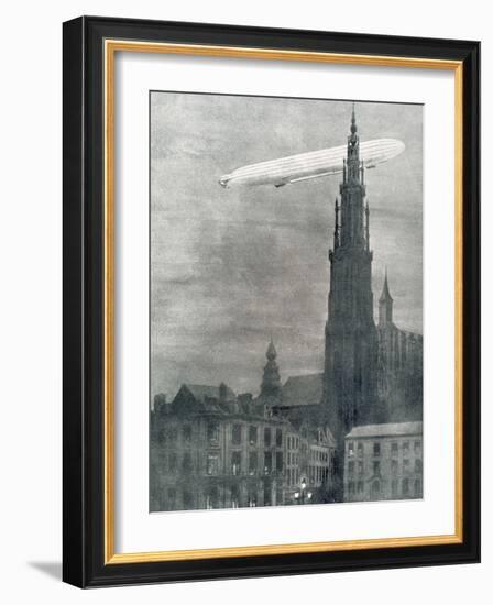 World War I (1914-1918). First German Zeppelin over Antwerpe-Prisma Archivo-Framed Photographic Print