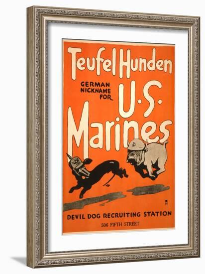 World War I Devil Dog Poster-null-Framed Premium Giclee Print