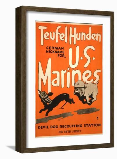 World War I Devil Dog Poster-null-Framed Premium Giclee Print