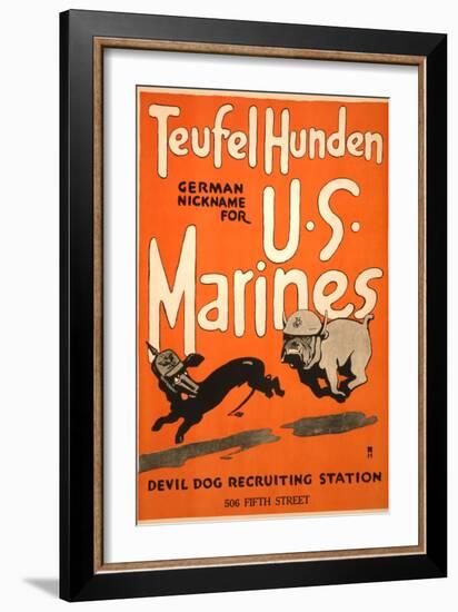 World War I Devil Dog Poster-null-Framed Premium Giclee Print