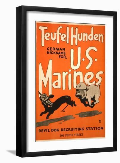 World War I Devil Dog Poster-null-Framed Premium Giclee Print