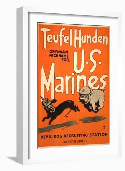 World War I Devil Dog Poster-null-Framed Premium Giclee Print