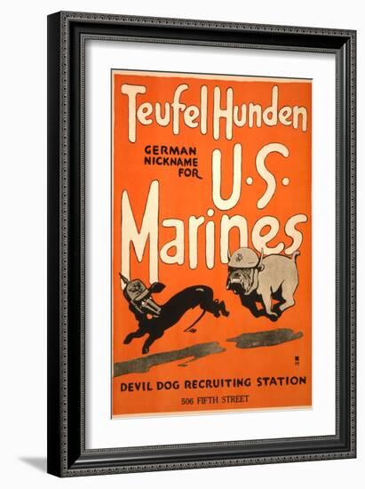 World War I Devil Dog Poster-null-Framed Premium Giclee Print