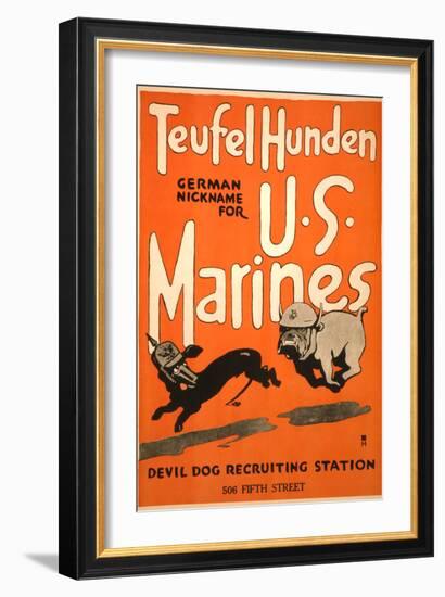 World War I Devil Dog Poster-null-Framed Premium Giclee Print