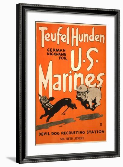 World War I Devil Dog Poster-null-Framed Art Print