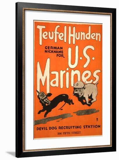 World War I Devil Dog Poster-null-Framed Art Print