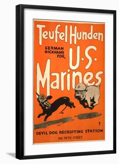 World War I Devil Dog Poster-null-Framed Art Print