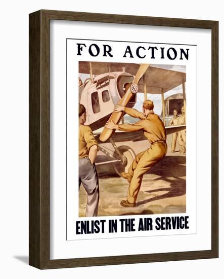 World War I Poster of a U.S. Airman Cranking the Propeller of An Airplane-Stocktrek Images-Framed Photographic Print