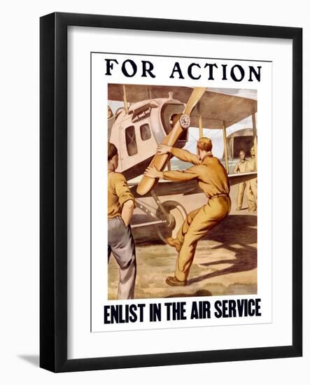 World War I Poster of a U.S. Airman Cranking the Propeller of An Airplane-Stocktrek Images-Framed Photographic Print