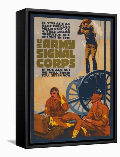 World War I Recruiting Poster for Electricians, Mechanics and Telegraph Operators-null-Framed Stretched Canvas