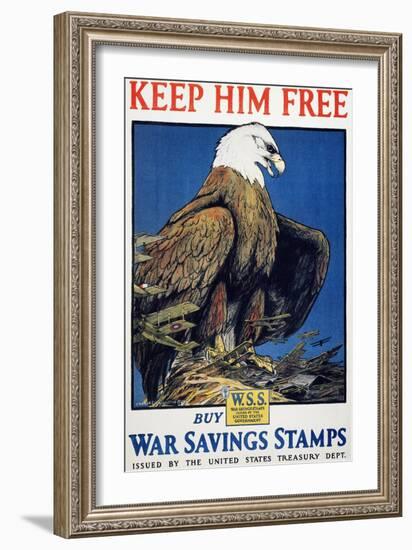 World War I: Saving Stamps-Charles Livingston Bull-Framed Giclee Print