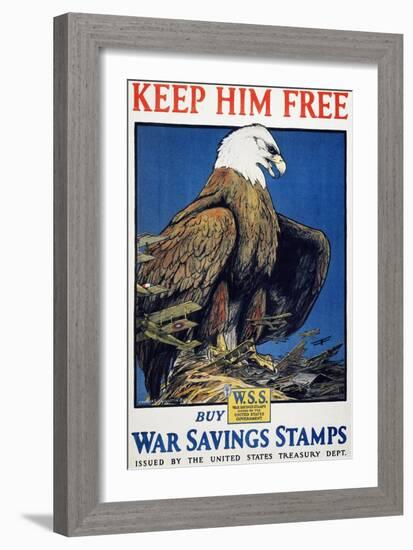 World War I: Saving Stamps-Charles Livingston Bull-Framed Giclee Print