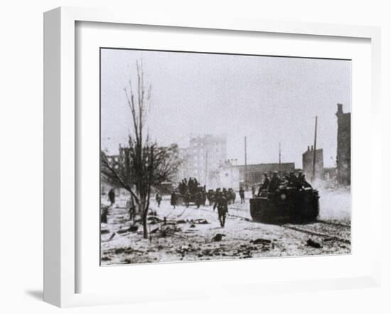 World War II (1939-1945). Battle of Stalingrad. Artillery into the City of Stalingrad. Ussr-null-Framed Giclee Print