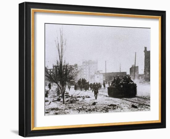 World War II (1939-1945). Battle of Stalingrad. Artillery into the City of Stalingrad. Ussr-null-Framed Giclee Print