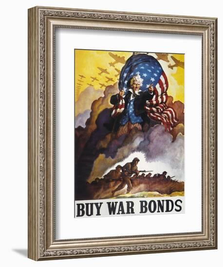 World War Ii Bond Poster-Newell Convers Wyeth-Framed Giclee Print