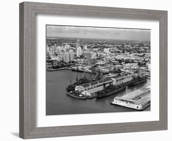 World War Ii-Era Warships Docked at the Port of Miami, C.1948-null-Framed Photographic Print