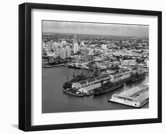 World War Ii-Era Warships Docked at the Port of Miami, C.1948-null-Framed Photographic Print