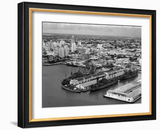 World War Ii-Era Warships Docked at the Port of Miami, C.1948-null-Framed Photographic Print