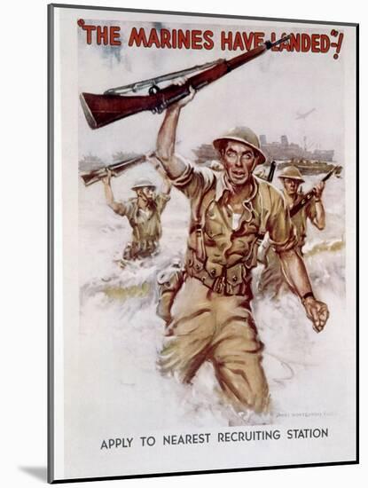 World War II, Marines Recruiting Poster, 1942-James Montgomery Flagg-Mounted Art Print