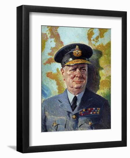 World War Ii Painting of Winston Churchill Wearing His Raf Uniform-Stocktrek Images-Framed Art Print