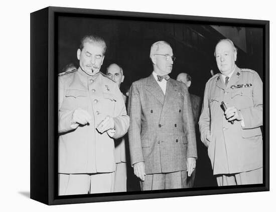 World War II Photo of Joseph Stalin, Harry Truman and Winston Churchill-null-Framed Premier Image Canvas