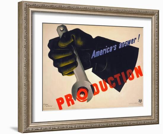 World War II Poster, 1941-Jean Carlu-Framed Giclee Print