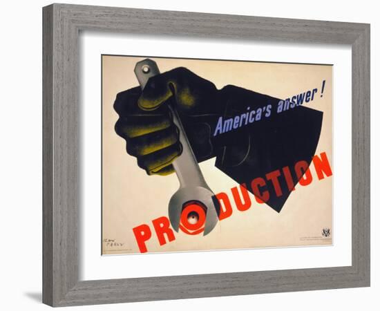 World War II Poster, 1941-Jean Carlu-Framed Giclee Print