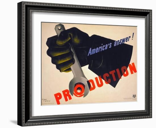 World War II Poster, 1941-Jean Carlu-Framed Giclee Print